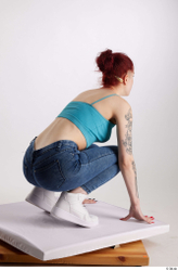 Woman White Slim Female Studio Poses